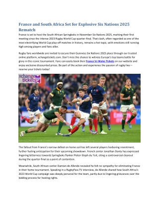 France and South Africa Set for Explosive Six Nations 2025 Rematch