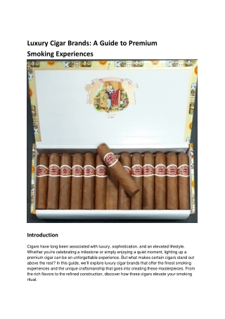 Luxury Cigar Brands_ A Guide to Premium Smoking Experiences