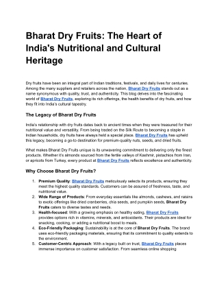 Bharat Dry Fruits_ The Heart of India's Nutritional and Cultural Heritage