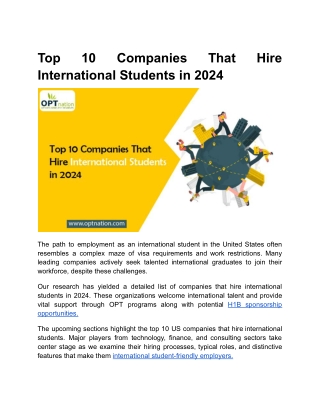 Top 10 Companies That Hire International Students in 2024