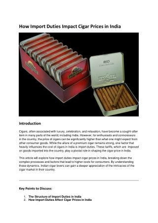 How Import Duties Impact Cigar Prices in India