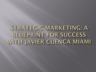 Strategic Marketing: A Blueprint for Success with Javier Cuenca Miami