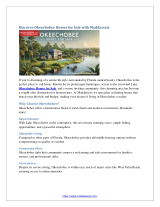 Discover Okeechobee Homes for Sale with Maddassets
