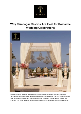 Why Ramnagar Resorts Are Ideal for Romantic Wedding Celebrations