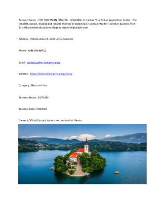 FOR SLOVENIAN CITIZENS - SRILANKA  Sri Lankan Visa Online Application Center - T