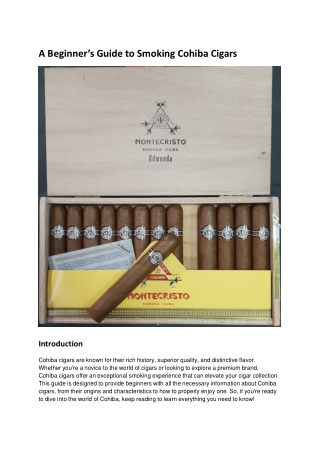 A Beginner’s Guide to Smoking Cohiba Cigars