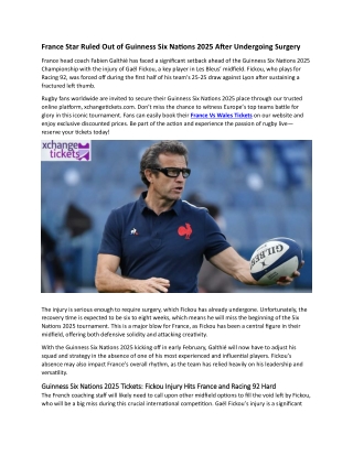France Star Ruled Out of Guinness Six Nations 2025 After Undergoing Surgery