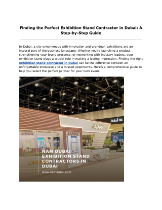 Finding the Perfect Exhibition Stand Contractor in Dubai_ A Step-by-Step Guide