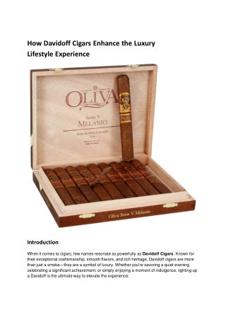 How Davidoff Cigars Enhance the Luxury Lifestyle Experience