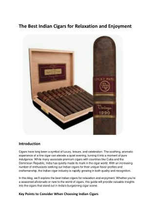 The Best Indian Cigars for Relaxation and Enjoyment