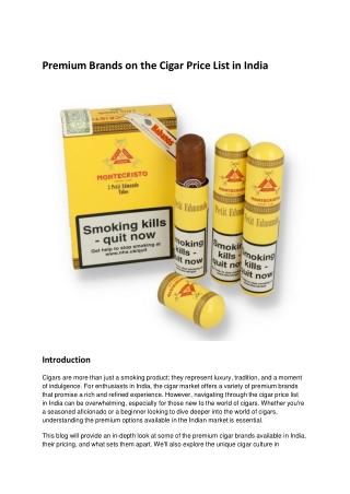 Premium Brands on the Cigar Price List in India