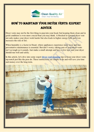 How to Maintain Your Dryer Vents: Expert Advice