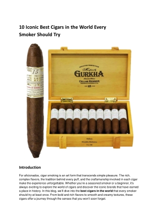 10 Iconic Best Cigars in the World Every Smoker Should Try