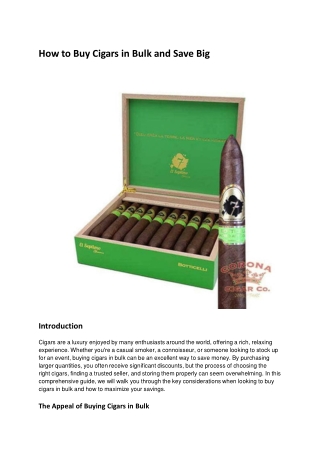 How to Buy Cigars in Bulk and Save Big
