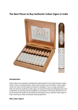 The Best Places to Buy Authentic Cuban Cigars in India