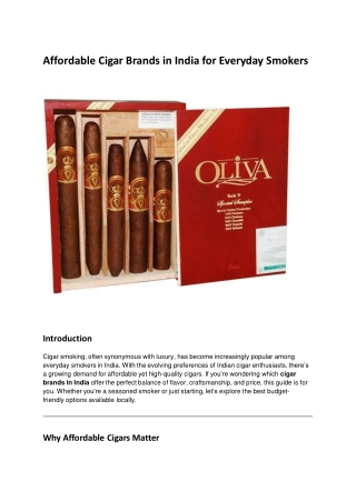 Affordable Cigar Brands in India for Everyday Smokers