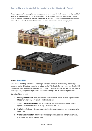 Scan to BIM and Scan to CAD Services in the United Kingdom by Rvtcad