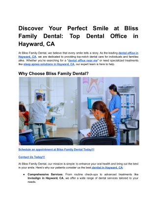Discover Your Perfect Smile at Bliss Family Dental_ Top Dental Office in Hayward, CA