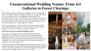 Unconventional Wedding Venues: From Art Galleries to Forest Clearings