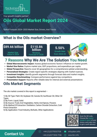 240920_OilsOils Market Report 2024 - Oils Industry Segments And Overview 2033