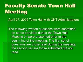 Faculty Senate Town Hall Meeting
