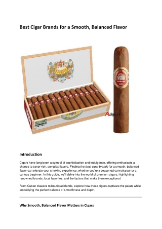 Best Cigar Brands for a Smooth, Balanced Flavor