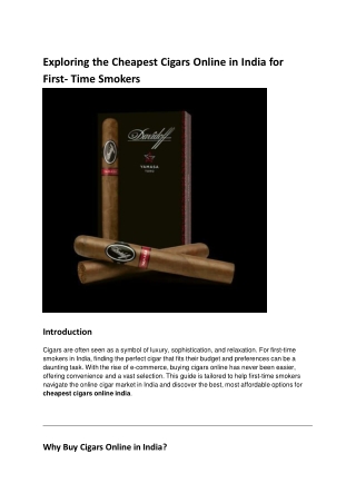 Exploring the Cheapest Cigars Online in India for First-Time Smokers