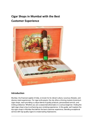 Cigar Shops in Mumbai with the Best Customer Experience