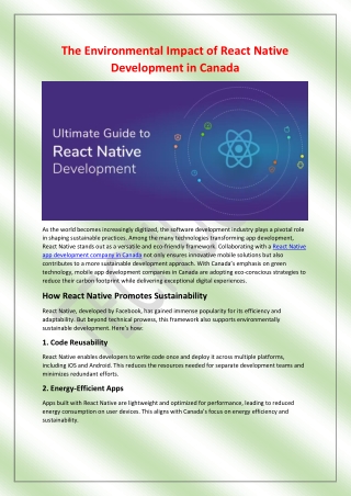 The Environmental Impact of React Native Development in Canada