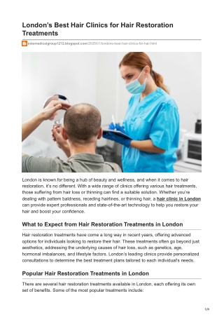 London’s Best Hair Clinics for Hair Restoration Treatments