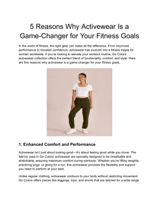 5 Reasons Why Activewear Is a Game-Changer for Your Fitness Goals