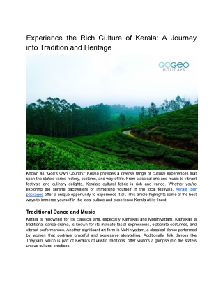Experience the Rich Culture of Kerala_ A Journey into Tradition and Heritage