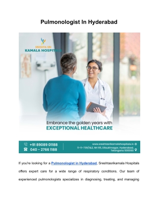 Pulmonologist In Hyderabad