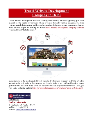 Travel Website Development Company in Delhi