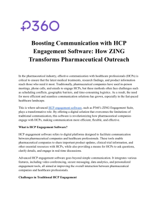 Boosting Communication with HCP Engagement Software: How ZING Transforms Pharmac