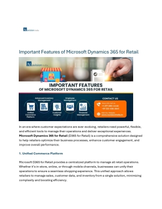 Important Features of Microsoft Dynamics 365 for Retail