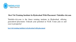 Best Vlsi Training Institute In Hyderabad With Placement Takshila-vlsi.com