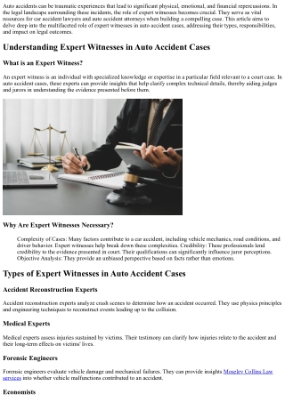 “Explaining the Role of Expert Witnesses in Auto Accident Cases”