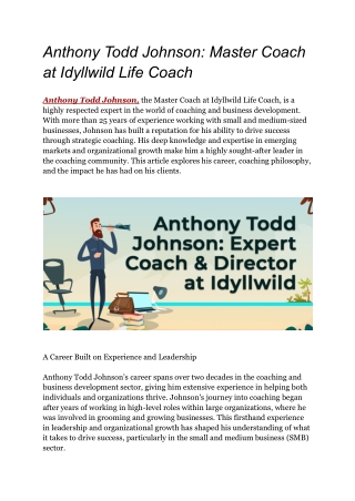 Anthony Todd Johnson_ Master Coach at Idyllwild Life Coach