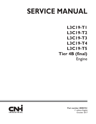 CNH L3C19-T1  L3C19-T2  L3C19-T3  L3C19-T4  L3C19-T5 Tier 4B (final) Engine Service Repair Manual Instant Download (Part