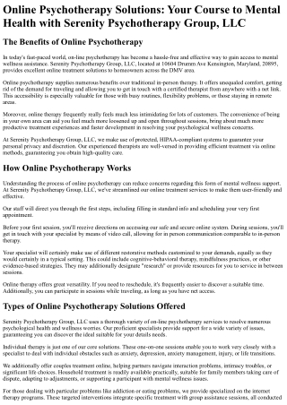 Serenity Psychotherapy Group