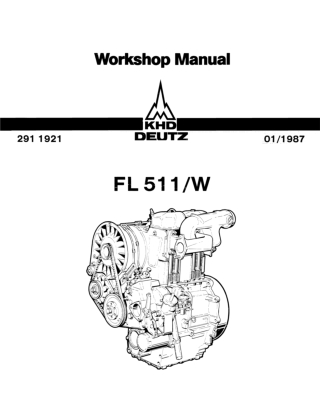 Deutz FL511W Engine Service Repair Manual Instant Download (Part Number 291-1921)