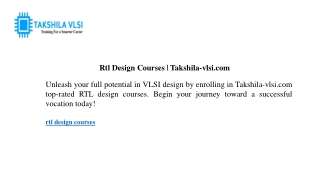 Rtl Design Courses Takshila-vlsi.com