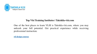 Top Vlsi Training Institutes Takshila-vlsi.com