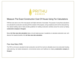 Measure The Exact Construction Cost Of House Using Far Calculations