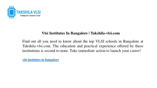 Vlsi Institutes In Bangalore Takshila-vlsi.com
