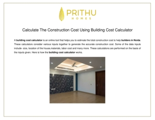Calculate The Construction Cost Using Building Cost Calculator