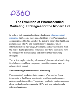The Evolution of Pharmaceutical Marketing: Strategies for the Modern Era