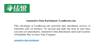 Automotive Data Enrichment Leadlocate.com