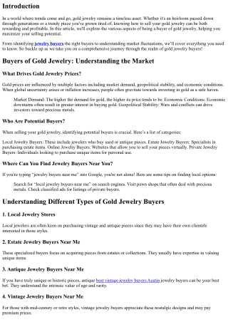 Buyers of Gold Jewelry: Maximizing Your Selling Potential